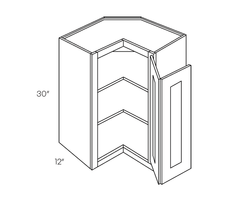 Square Corner Wall Cabinet, 24"W X 30"H X 24"D