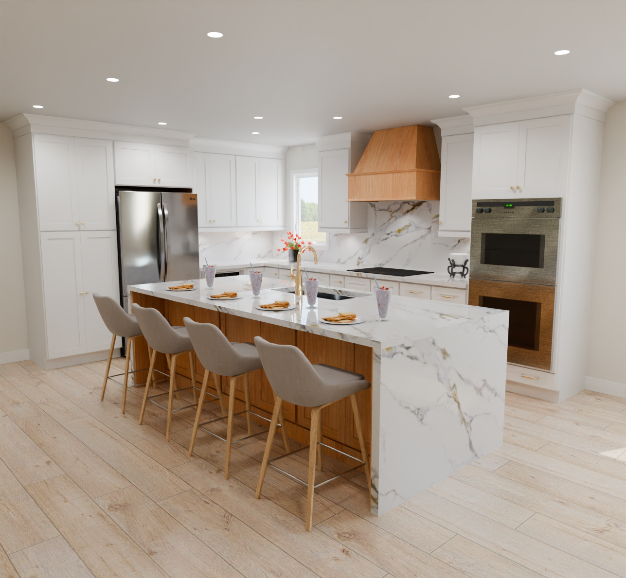 Designer 13x15 Kitchen with 5-piece Drawer Front - 2 Toned White and Harvest