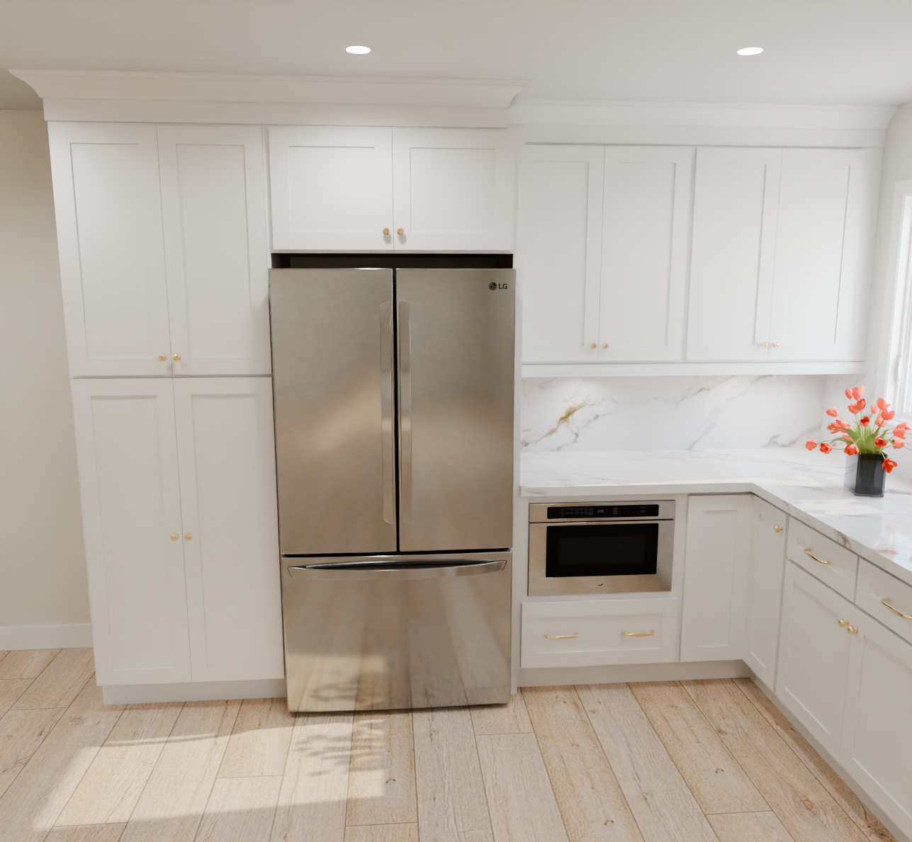 Designer 13x15 Kitchen with 5-piece Drawer Front - 2 Toned White and Harvest