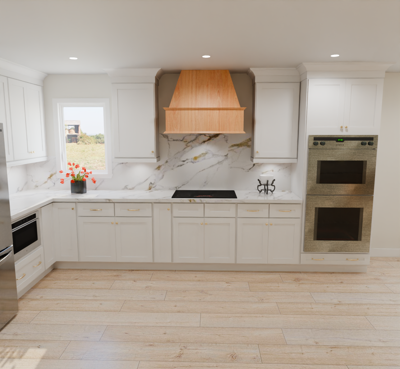 Designer 13x15 Kitchen with 5-piece Drawer Front - 2 Toned White and Harvest