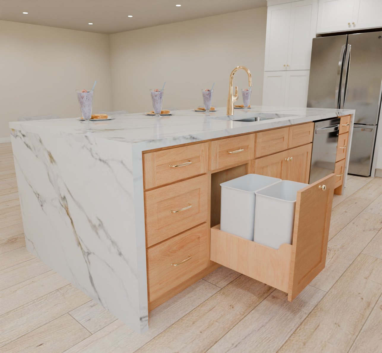 Designer 13x15 Kitchen with 5-piece Drawer Front - 2 Toned White and Harvest