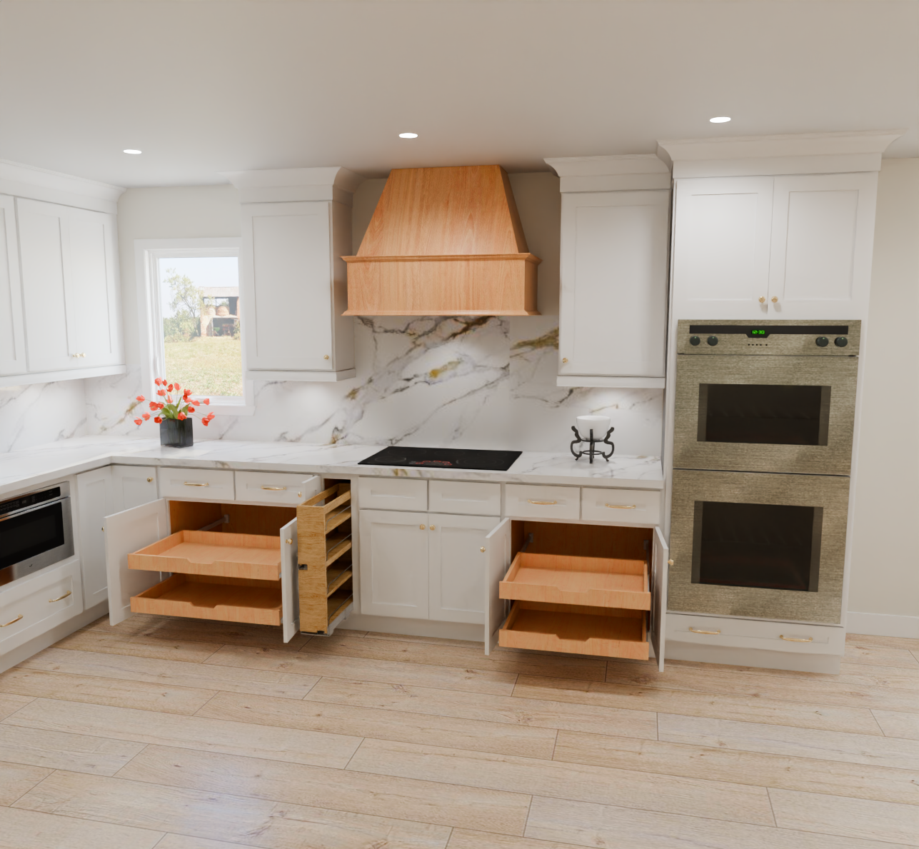 Designer 13x15 Kitchen with 5-piece Drawer Front - 2 Toned White and Harvest