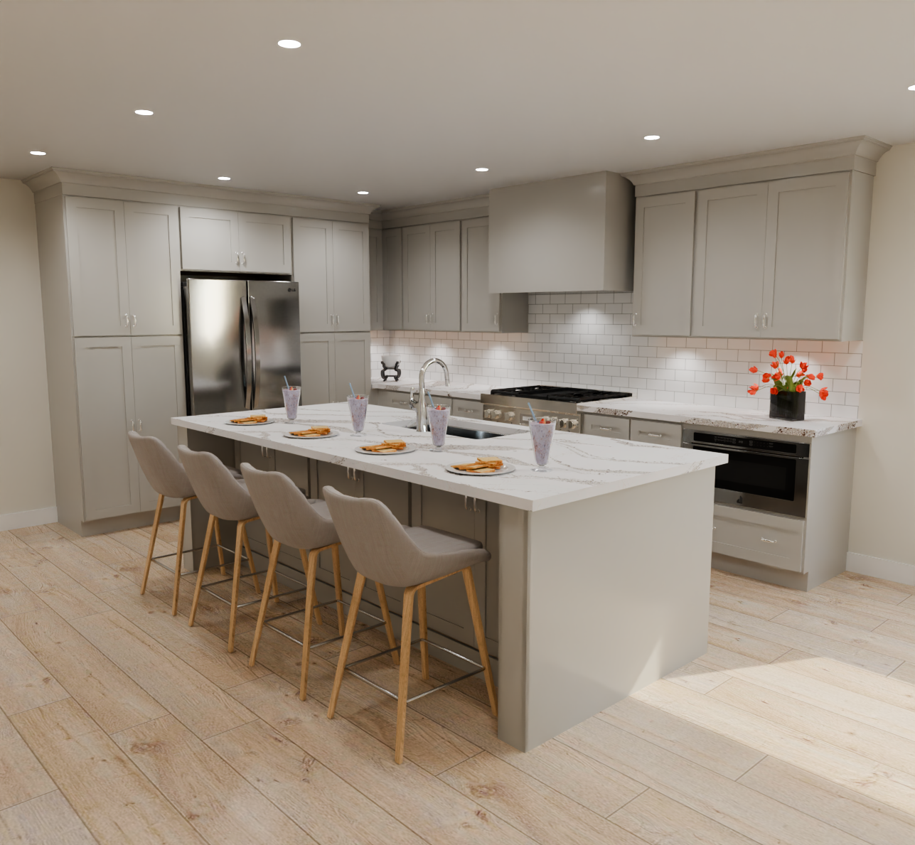 Detailed 15x13 Kitchen with 5-Piece Drawer Front - Misty Grey