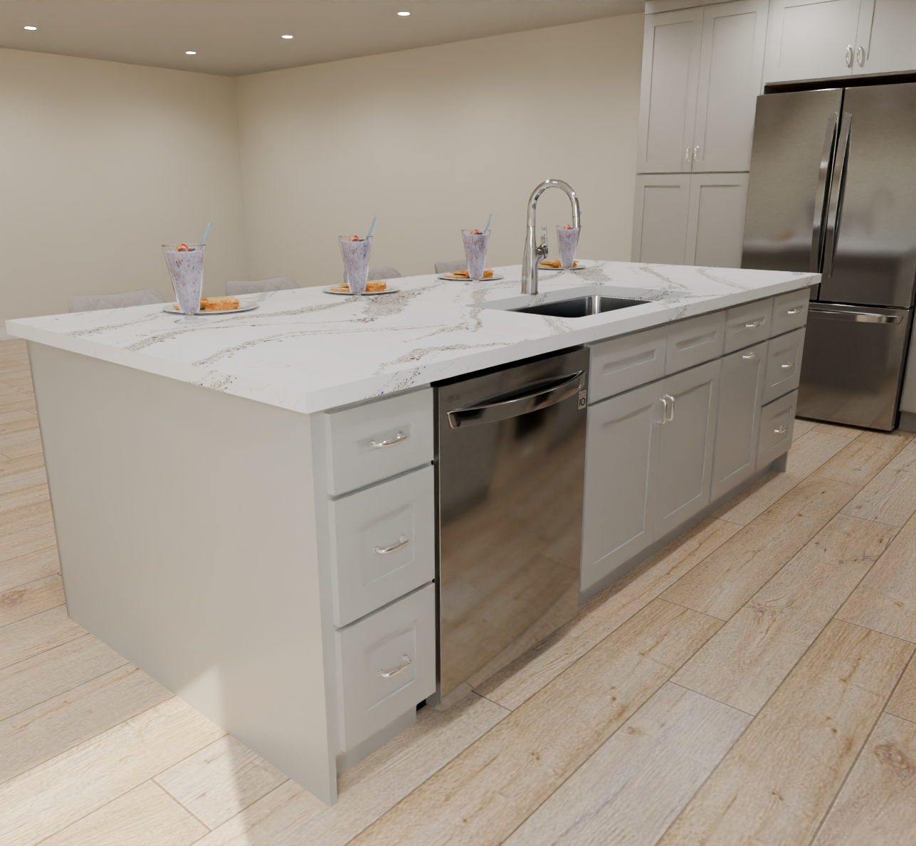 Detailed 15x13 Kitchen with 5-Piece Drawer Front - Misty Grey