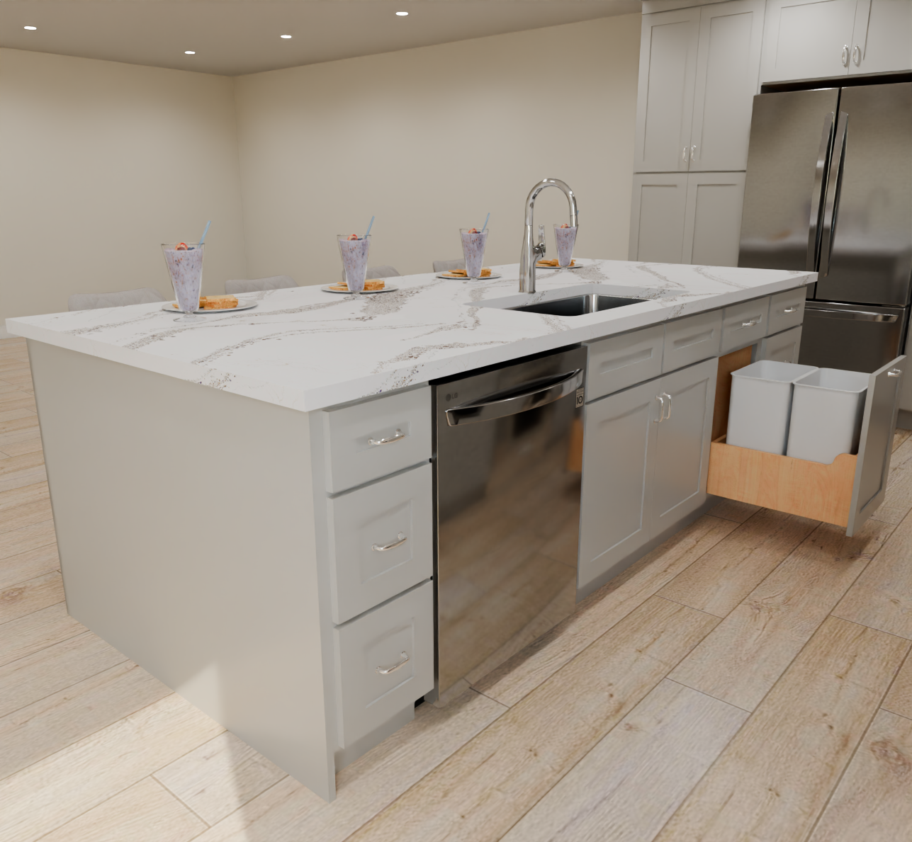 Detailed 15x13 Kitchen with 5-Piece Drawer Front - Misty Grey