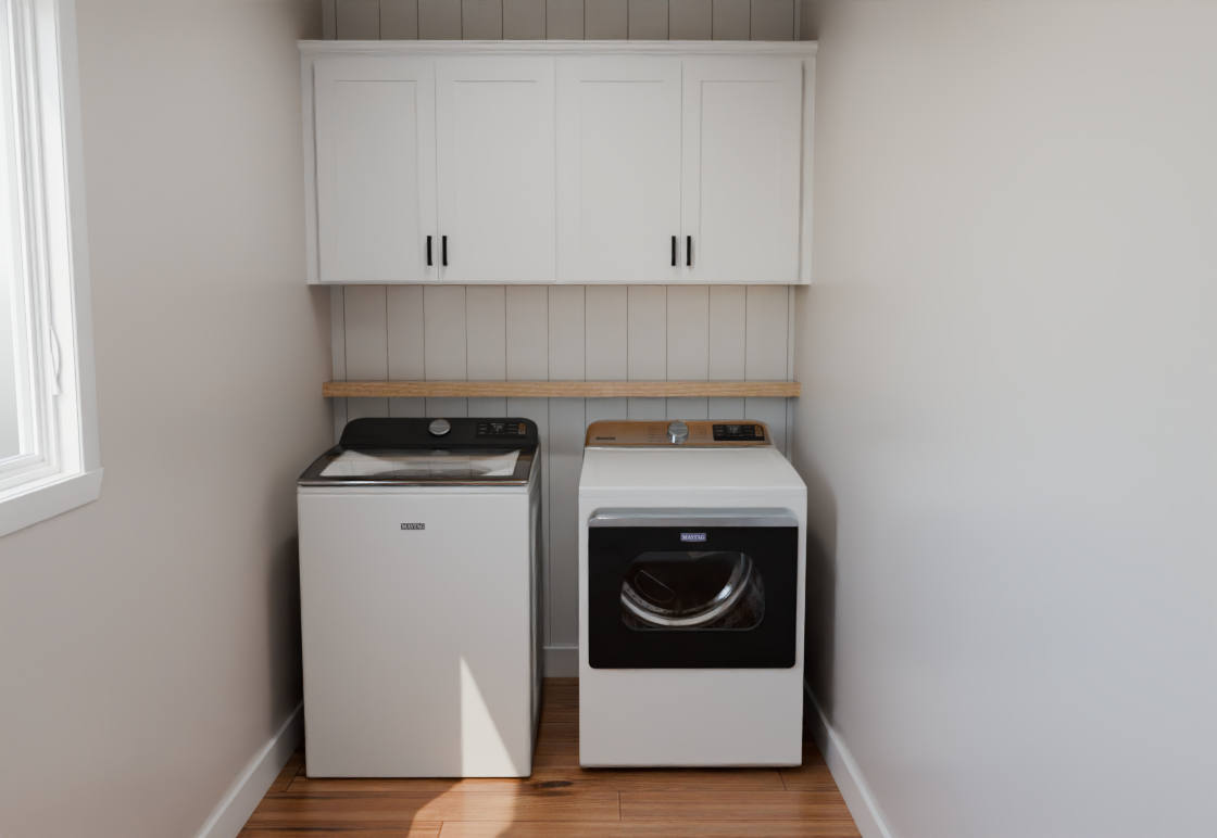 White Laundry with Upper Storage