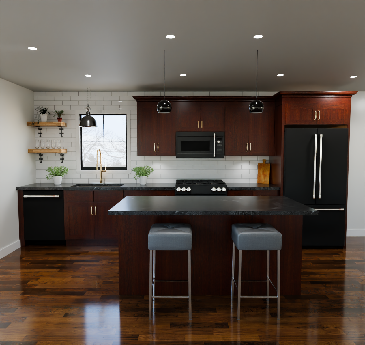 Espresso Rustic Kitchen with Island