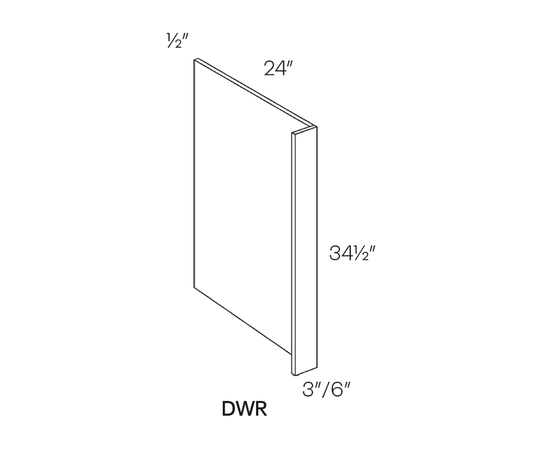 Dishwasher Panel - R3, 3″W X 34-1/2″H X 24″D