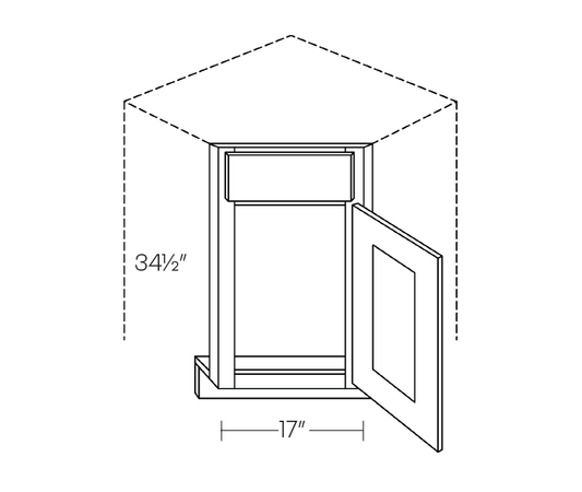 Diagonal Corner Sink Front - 5 Piece DF, 36″W X 34 1/2″H X 36″D, Right Hinge