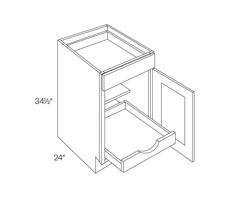 Base Cabinet - 5 Piece DF, 1 POS, 21″W X 34-1/2″H X 24″D - Left Hinge