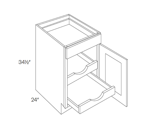 Base Cabinet, 2 POS, 18″W X 34-1/2″H X 24″D - Right Hinge