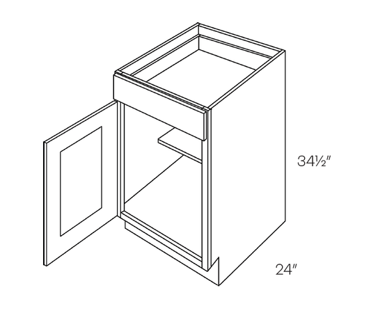 Base Cabinet - 5 Piece DF, 9″W X 34-1/2″H X 24″D, Left Hinge