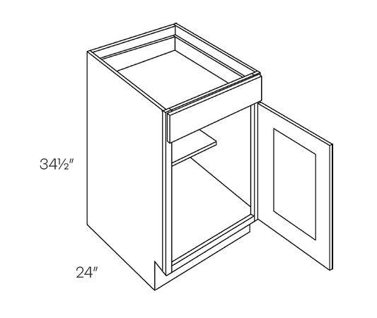 Base Cabinet - 5 Piece DF, 18″W X 34-1/2″H X 24″D - Right Hinge