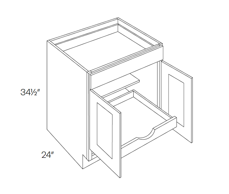 Base Cabinet - 5 Piece DF, 1 POS, 27″W X 34-1/2″H X 24″D