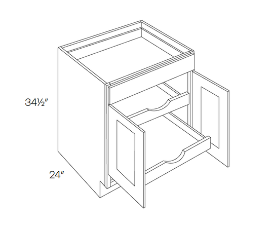 Base Cabinet - 5 Piece DF, 2 POS, 24″W X 34-1/2″H X 24″D