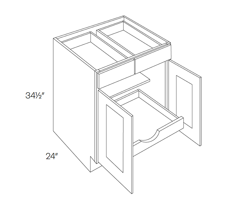 Base Cabinet - 5 Piece DF, 1 POS, 30″W X 34-1/2″H X 24″D