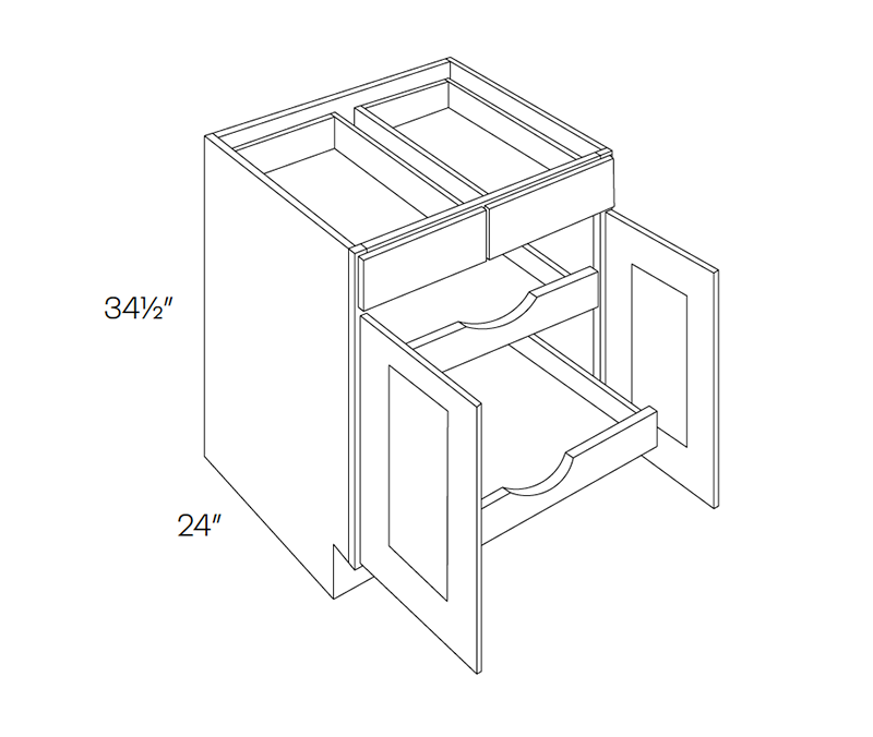 Base Cabinet - 5 Piece DF, 2 POS, 42″W X 34-1/2″H X 24″D