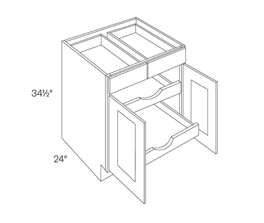 Base Cabinet - 5 Piece DF, 2 POS, 30″W X 34-1/2″H X 24″D