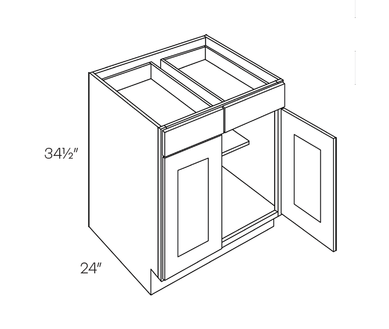 Base Cabinet - 5 Piece DF, 30″W X 34-1/2″H X 24″D