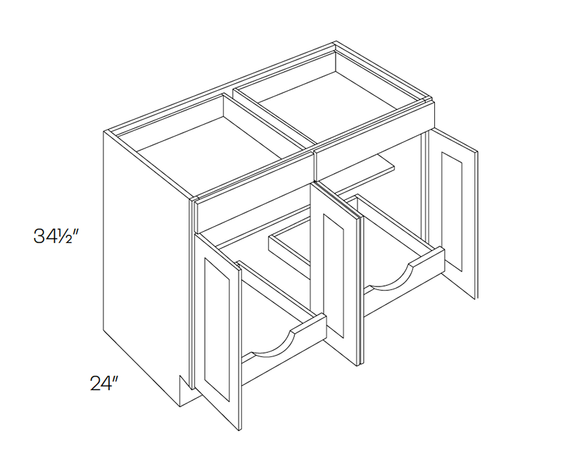 Base Cabinet - 5 Piece DF, 2 POS, 48″W X 34-1/2″H X 24″D