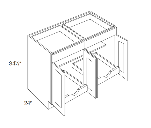 Base Cabinet - 5 Piece DF, 2 POS, 48″W X 34-1/2″H X 24″D