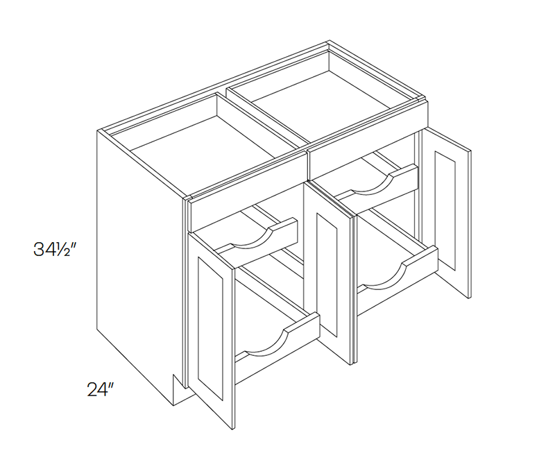 Base Cabinet - 5 Piece DF, 4 POS, 48″W X 34-1/2″H X 24″D