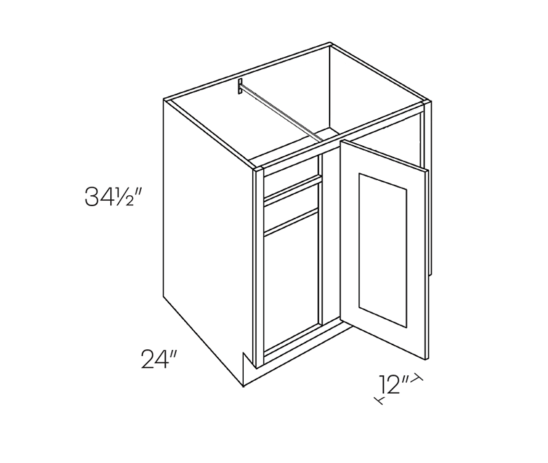 Blind Base Cabinet, Full Height, 48/51″W X 34-1/2″H X 24″D, Right Hinge