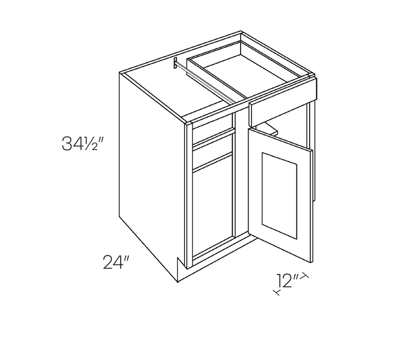 Blind Base Cabinet, 42/45″W X 34-1/2″H X 24″D, Right Hinge
