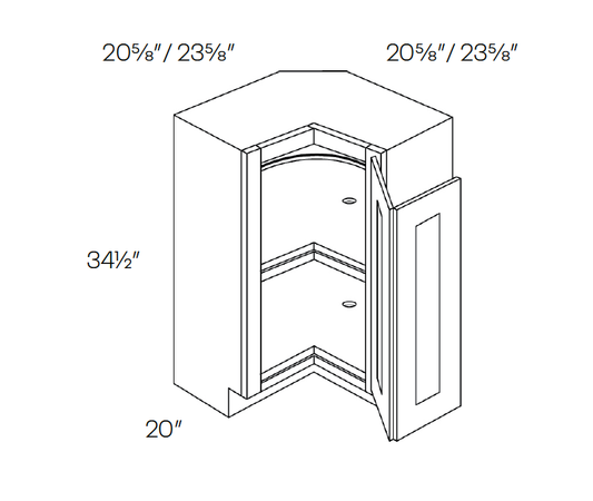 Square Corner Base Cabinet, Carousel, 36″W X 34-1/2″H X 36″D, Right