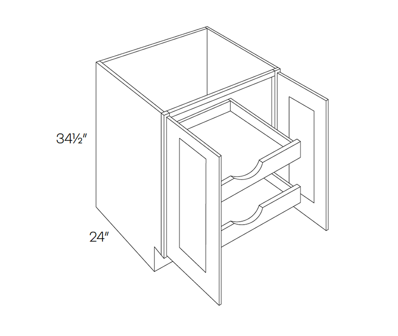 Base Cabinet, Full Height, 2 POS, 30″W X 34-1/2″H X 24″D