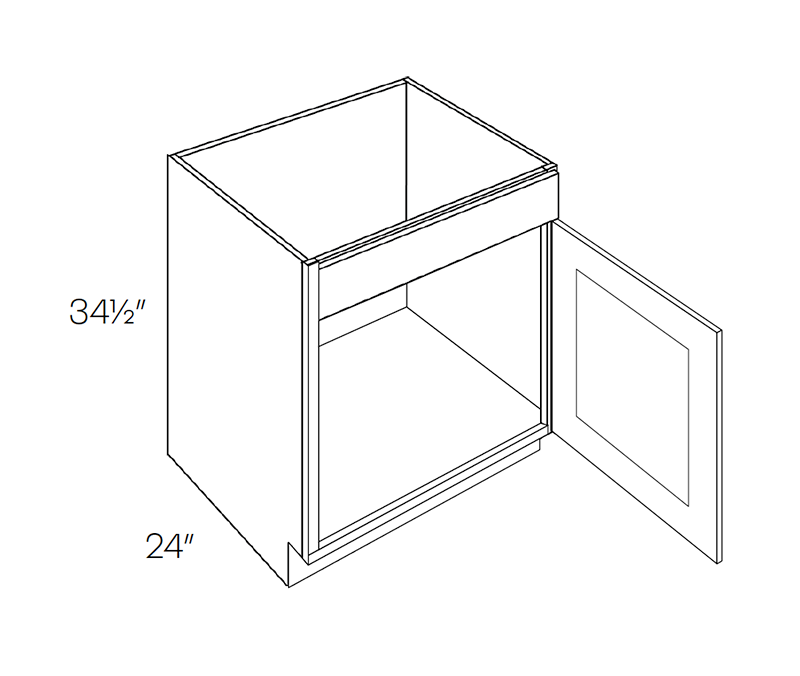 Sink Base Cabinet - 5 Piece DF, 21″W X 34 1/2″H X 24″D - Left Hinge
