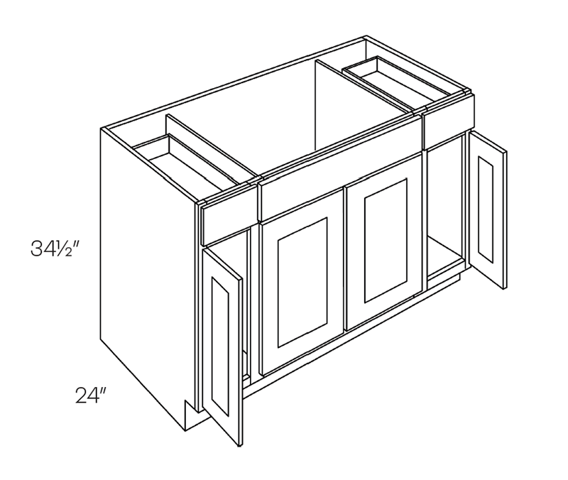 Sink Base Cabinet, 60″W X 34 1/2″H X 24″D