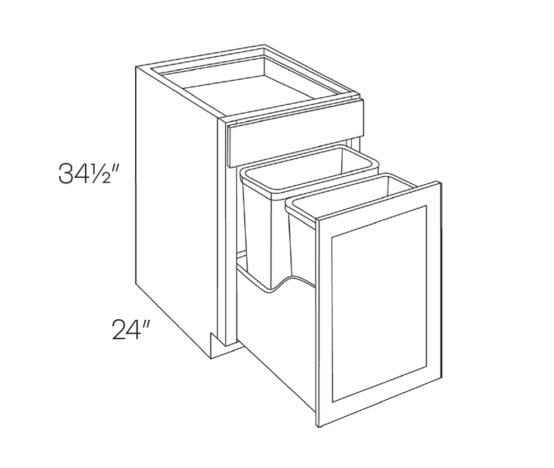 Base Wastebasket Cabinet - 5 Piece DF, 18″W X 34-1/2″H X 24″D