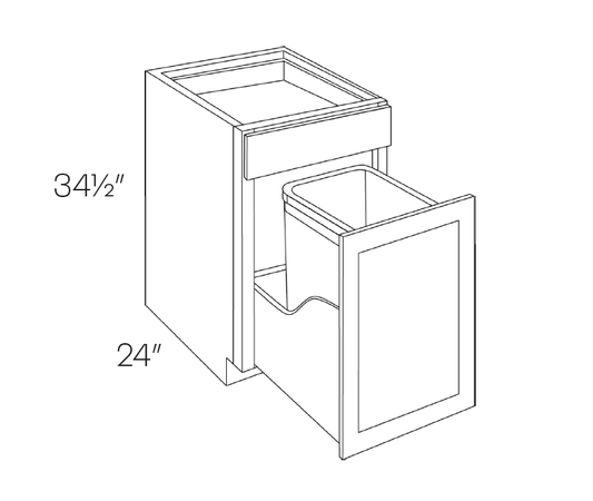 Base Wastebasket Cabinet - 5 Piece DF, 15″W X 34-1/2″H X 24″D