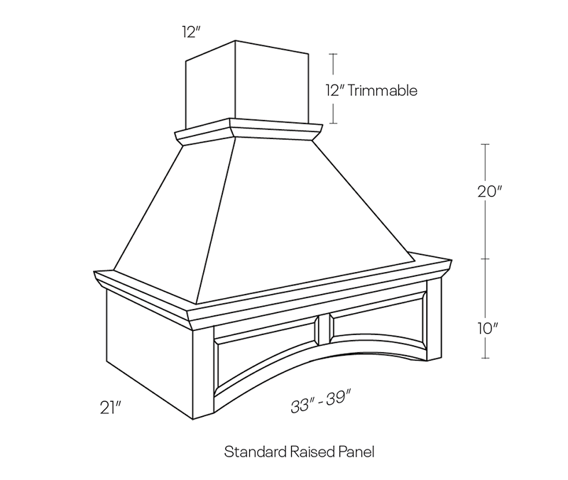 Arched Wood Hood, 36/39″W