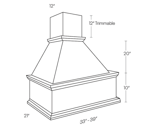Straight Wood Hood, 30/33″W
