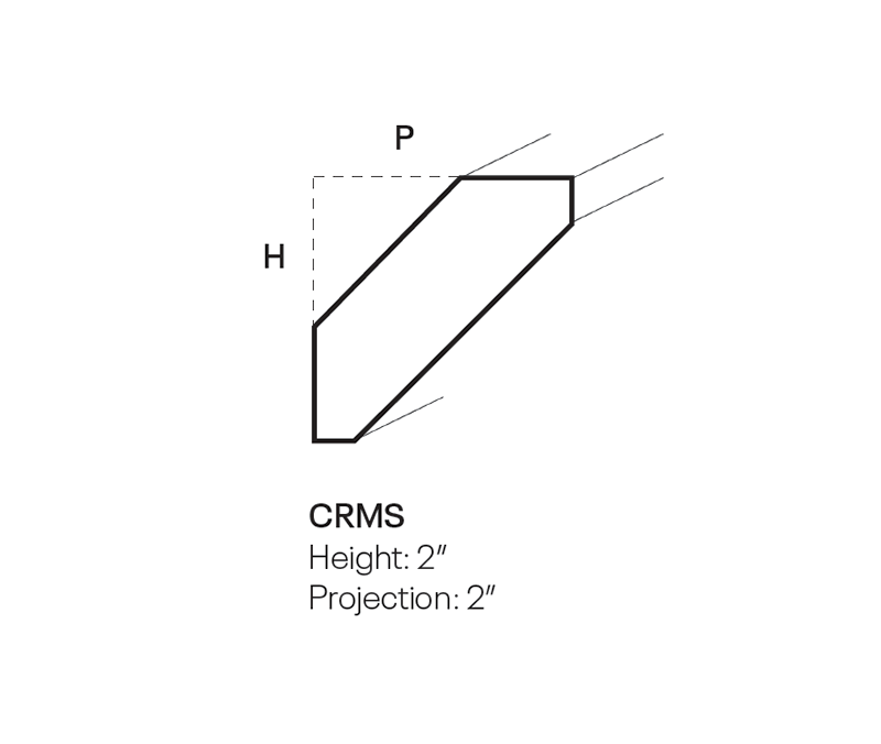 Crown Molding, Shaker, 2″H X 2″D X 96″L