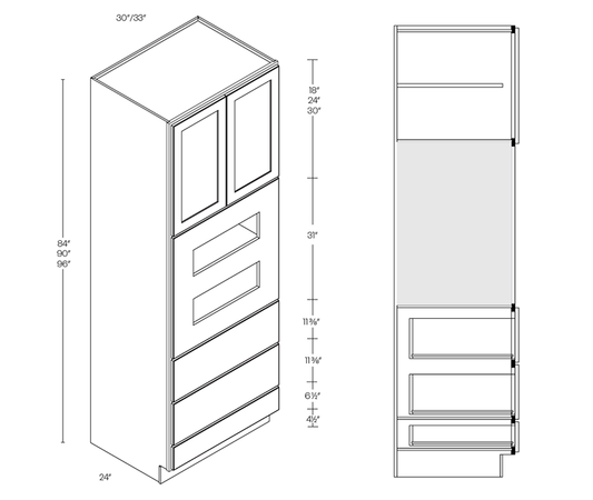 Tall Oven Cabinet, 30″W X 84″H X 24″D