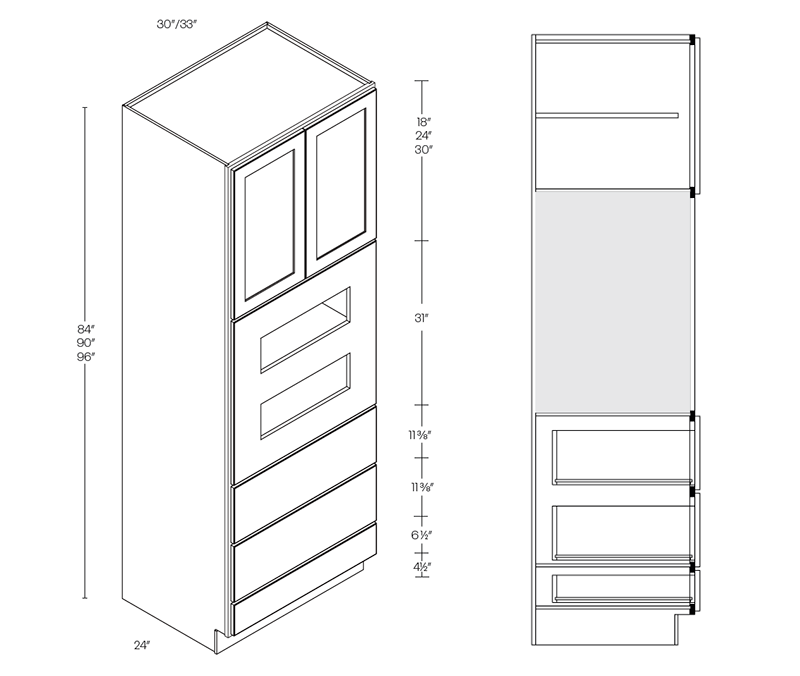 Tall Oven Cabinet, 30″W X 90″H X 24″D