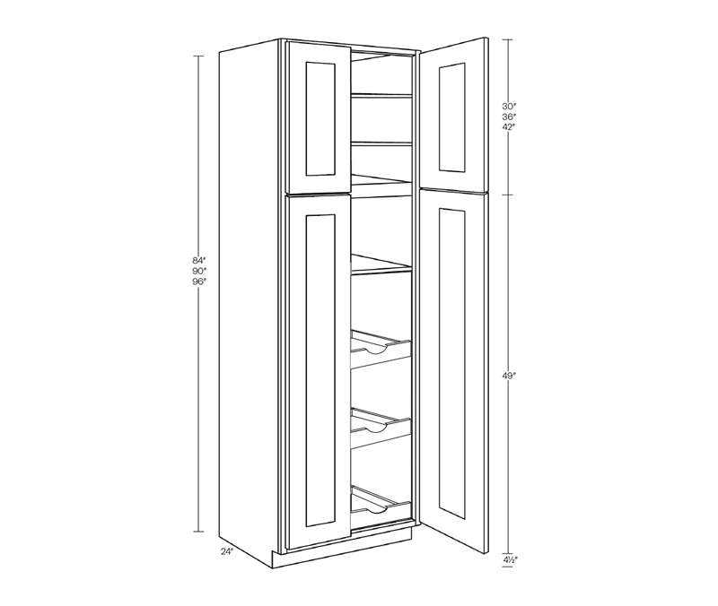 Utility Cabinet, With Pull Out Shelf (3), 24″W X 90″H X 24″D