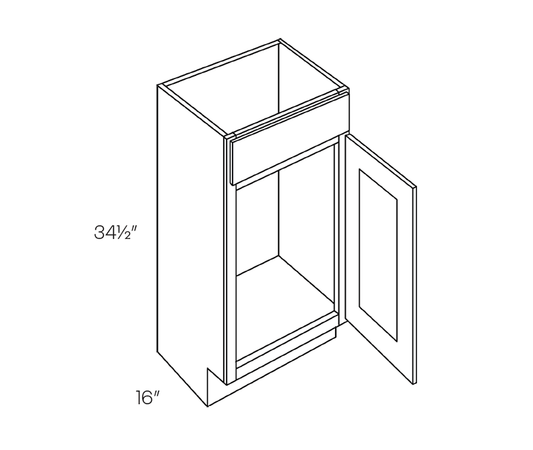 Vanity Base Cabinet - 5 Piece DF, 18″W X 34-1/2″H X 16″D, Left Hinge