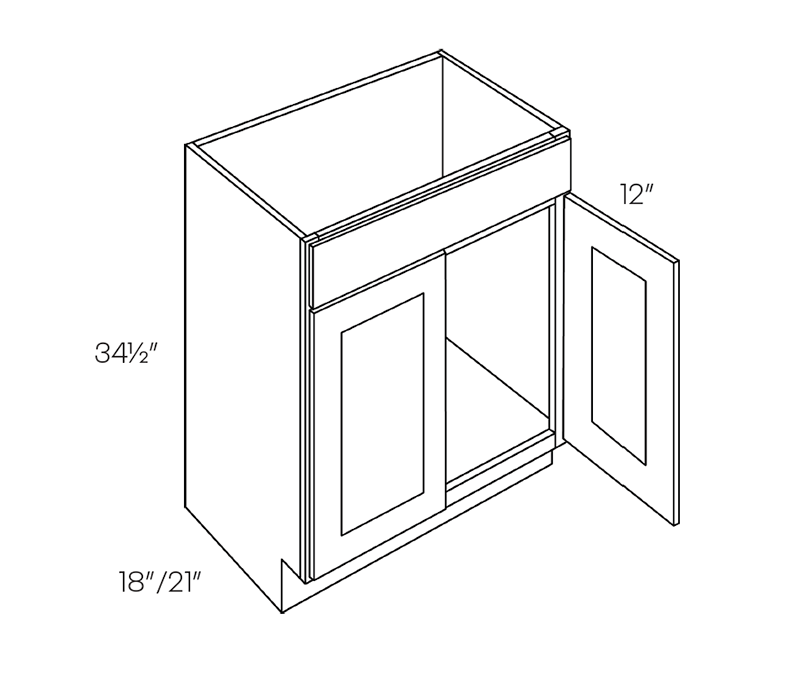 Vanity Base Cabinet, 33″W X 34-1/2″H X 21″D