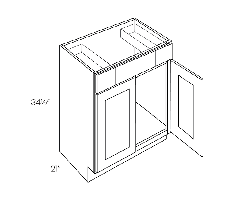 Vanity Sink Base, 36″W X 34-1/2″H X 21″D