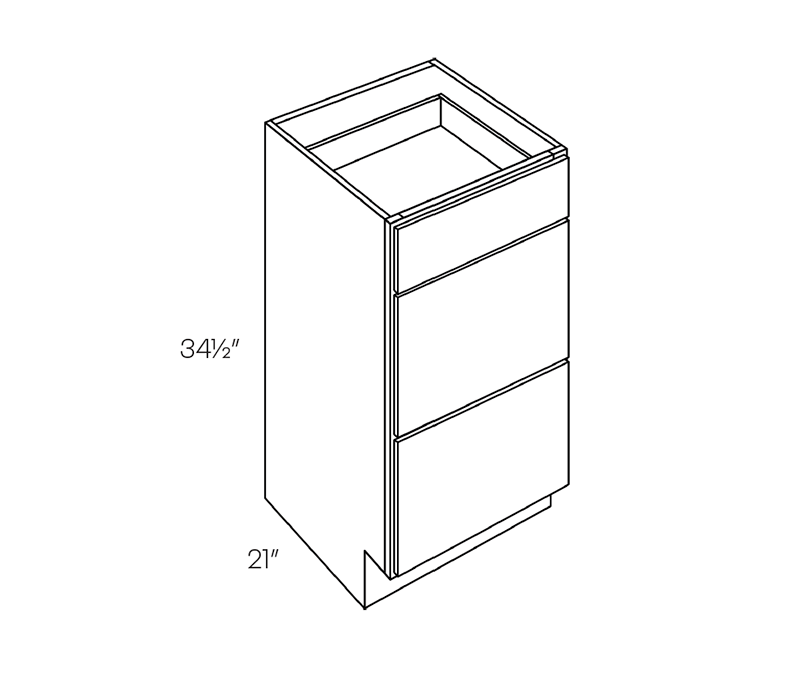 Vanity Drawer Base Cabinet - 5 Piece DF, 21″W X 34-1/2″H X 21″D
