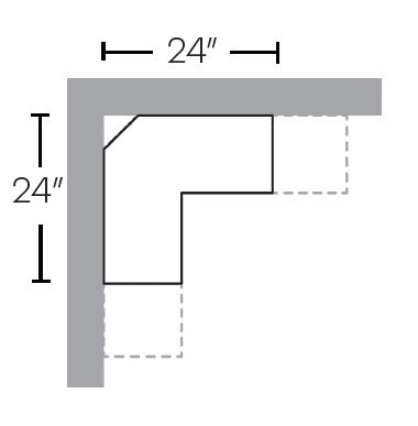 Square Corner Wall Cabinet, 24"W X 30"H X 24"D