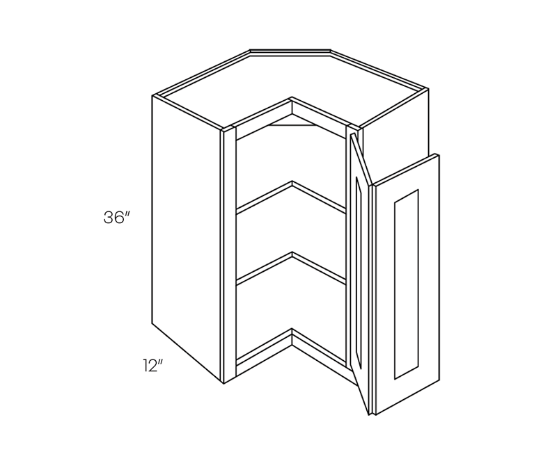Square Corner Wall Cabinet, 24"W X 36"H X 24"D