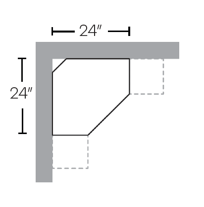Diagonal Corner Wall Cabinet, 24"W X 30"H X 24"D