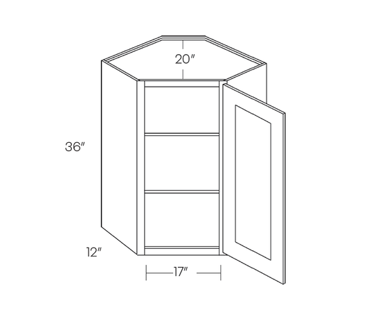 Diagonal Corner Wall Cabinet, 24"W X 30"H X 24"D