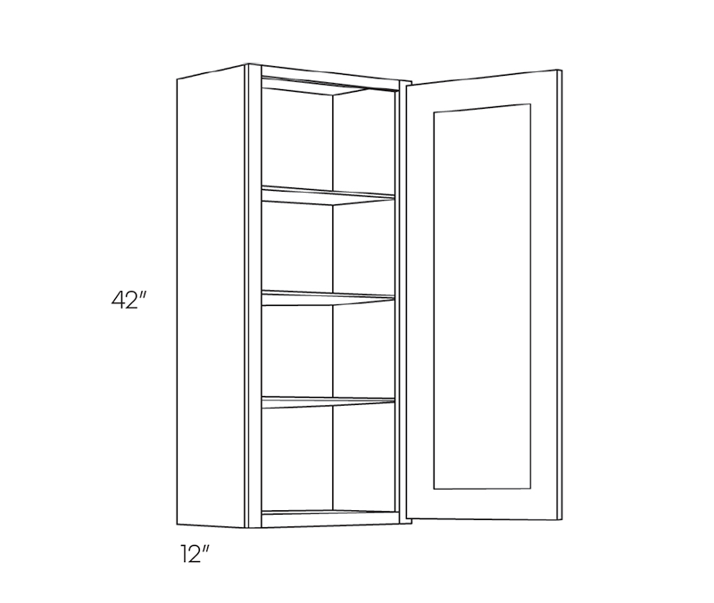 Wall Cabinet, 18″W X 24″H X 12″D, Left Hinge