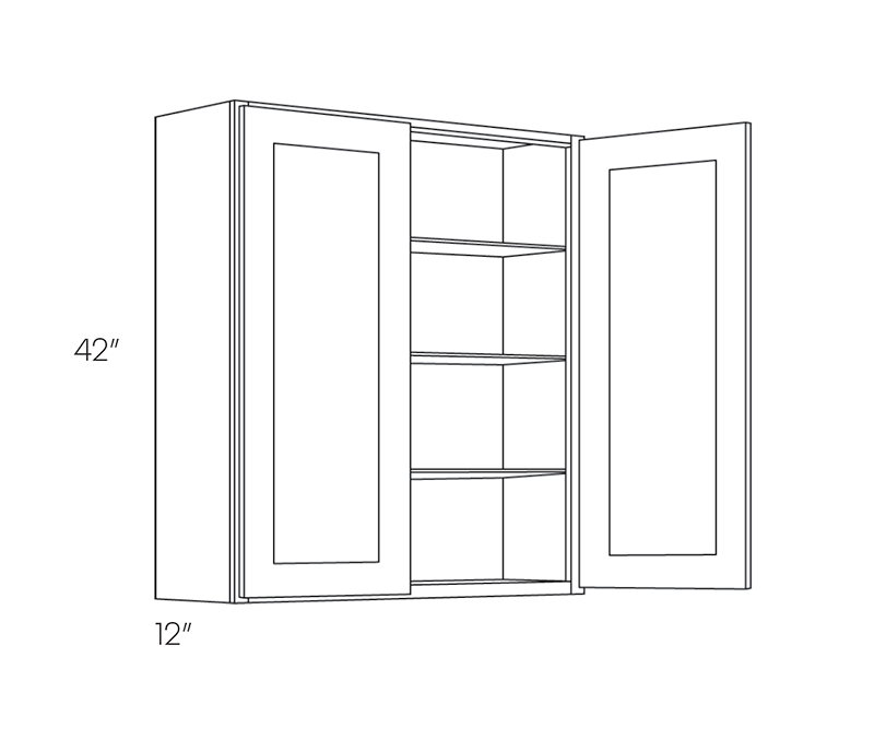 Wall Cabinet, 36″W X 42″H X 12″D
